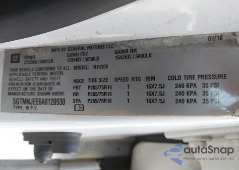 2010 Hummer H3 Suv Luxury z USA, uszkodzony, nr VIN 5GTMNJEE6A8120930